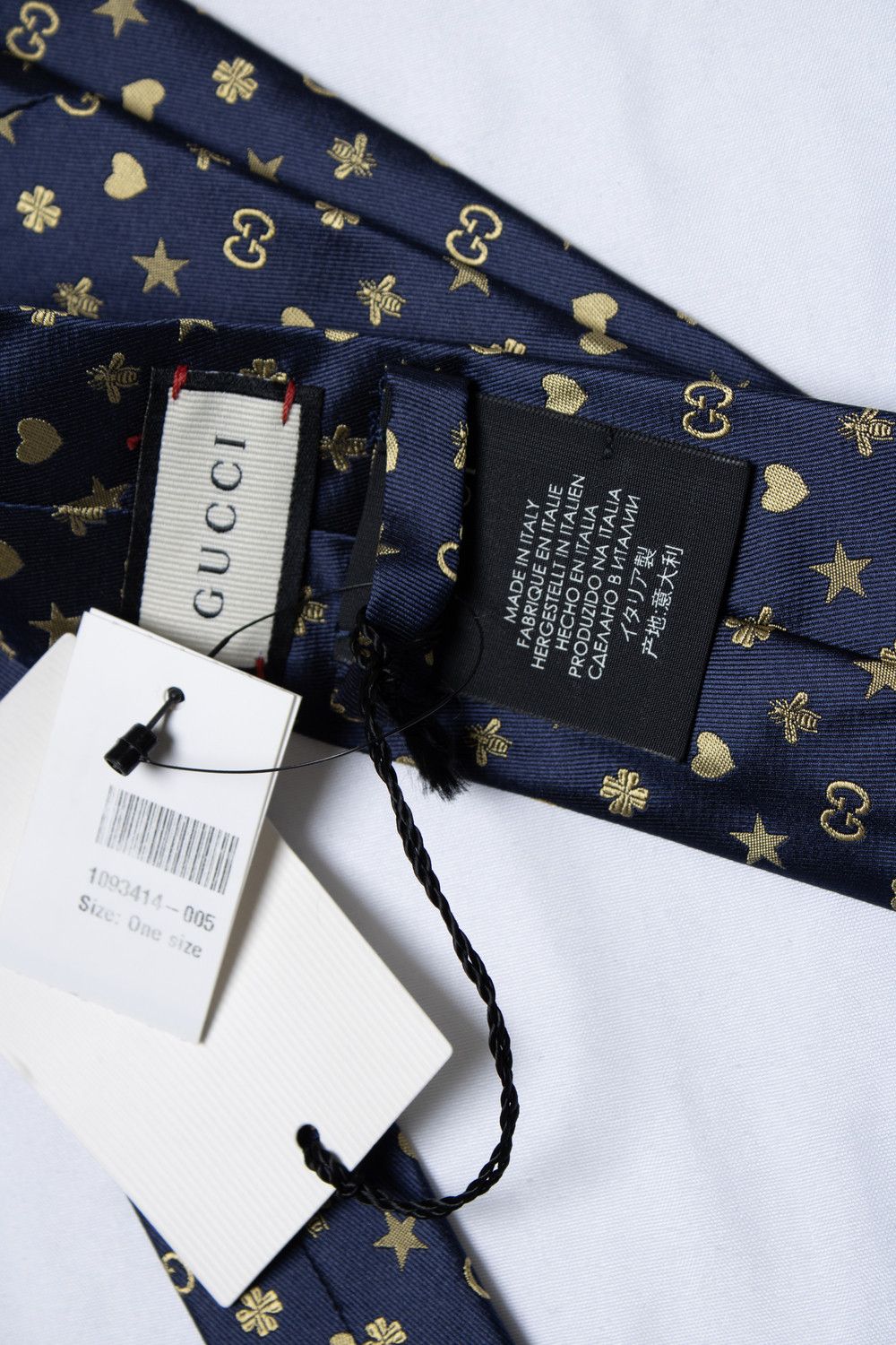 Gucci Gucci, Navy and gold printed tie Size ONE SIZE - 2 Thumbnail