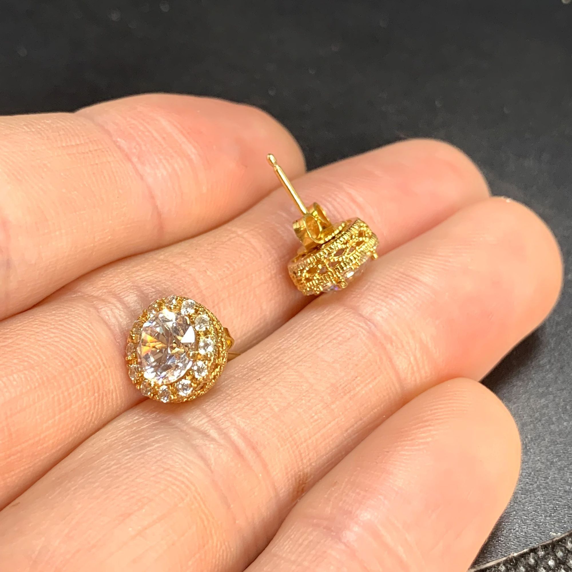 Other VTG Gold Over Sterling Silver 925 Cubic Zirconia Stud Earrin Size ONE SIZE - 4 Thumbnail