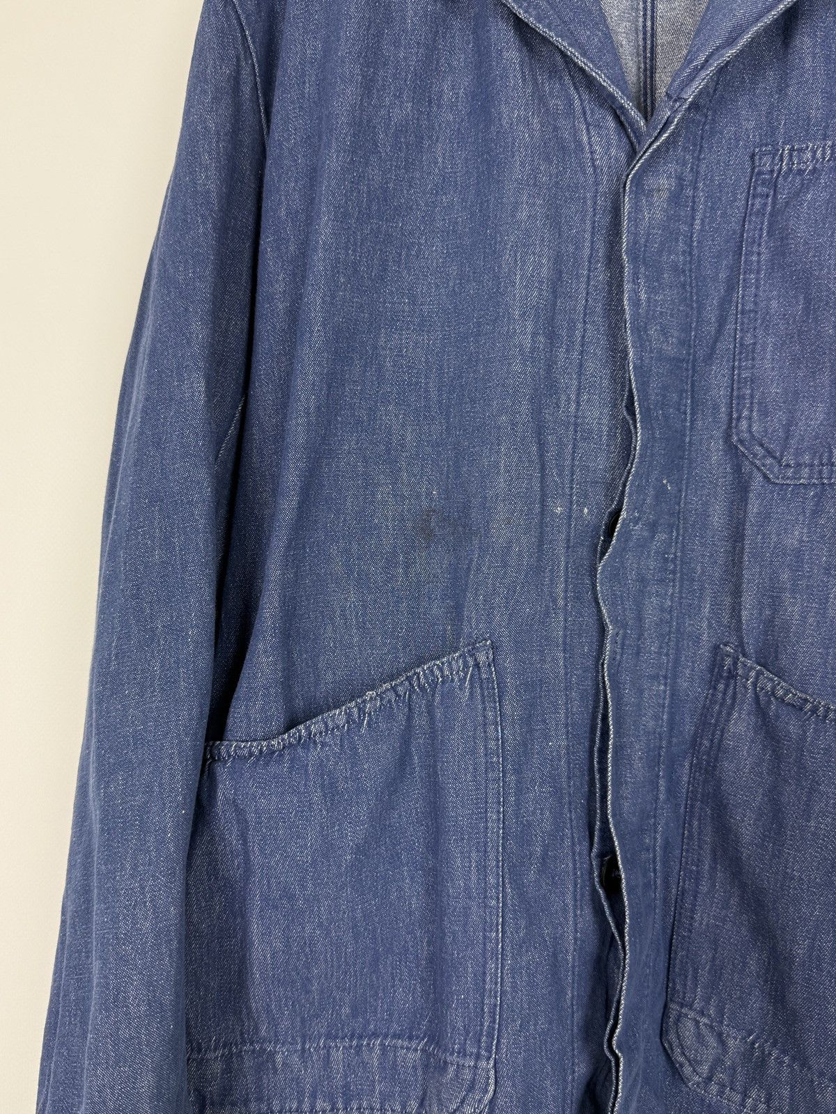 Le Laboureur 70s 80s Vintage Worker German Denim Work Chore Jacket Size US L / EU 52-54 / 3 - 4 Thumbnail