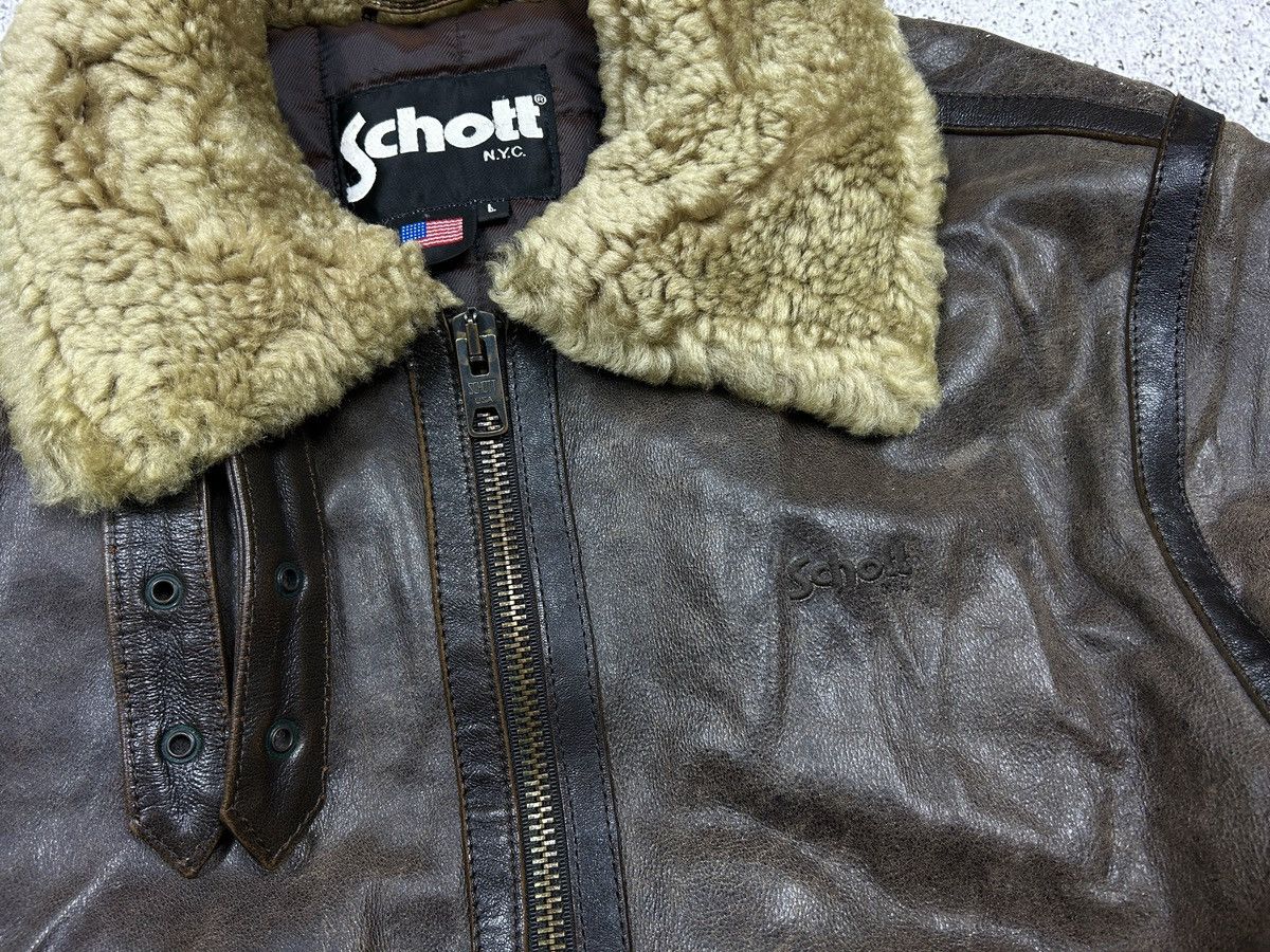 Schott × Vintage Schott Brown Leather b-3 jacket shearling Size US L / EU 52-54 / 3 - 5 Thumbnail