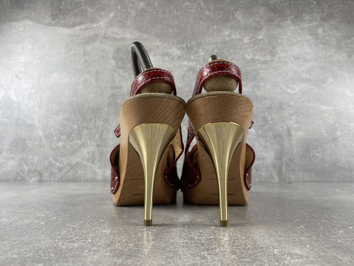 Dsquared2 Vintage Dsquared Archives Red Wood Platform Slingback Heels Size US 9 / IT 39 - 6 Thumbnail