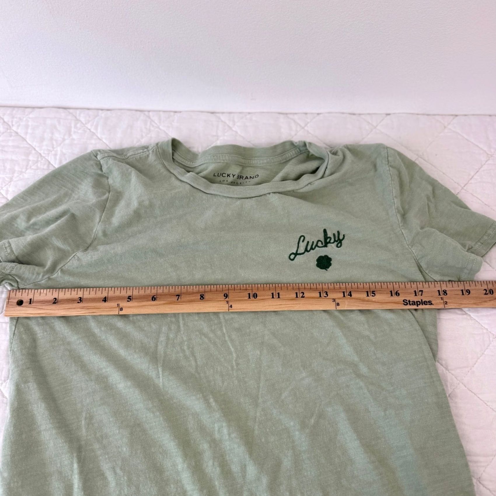 Lucky Brand Lucky Brand Womens Lucky Clover T-Shirt Sage Green Embroidered Slub Tee Size M Size M / US 6-8 / IT 42-44 - 5 Thumbnail
