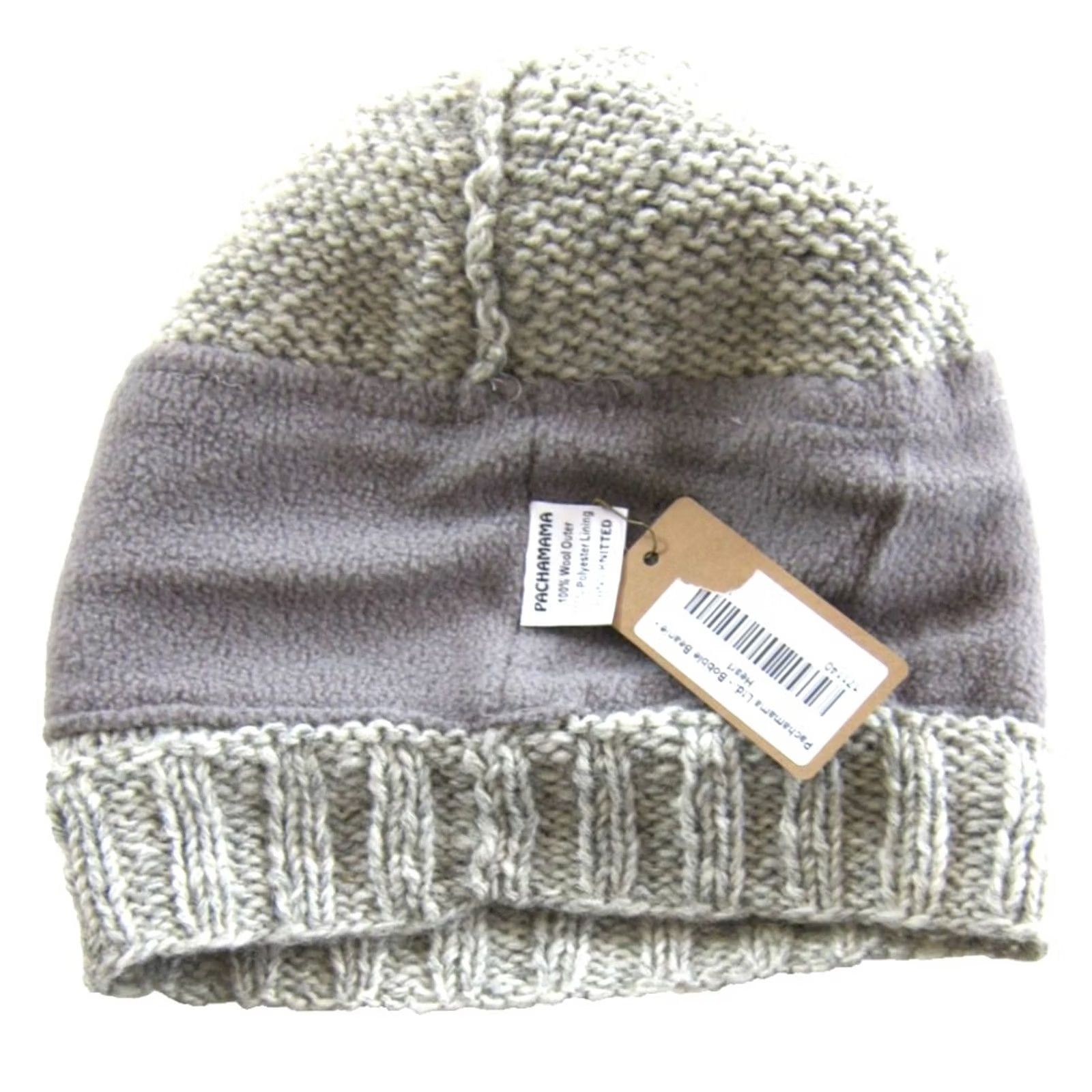 Vintage NWT Pachamama Beanie Hat Wool 100% Grey Red Heart Lined Bobble Knit Hat Women One Size Winter Holiday Style Beanie Womens Size ONE SIZE - 3 Thumbnail