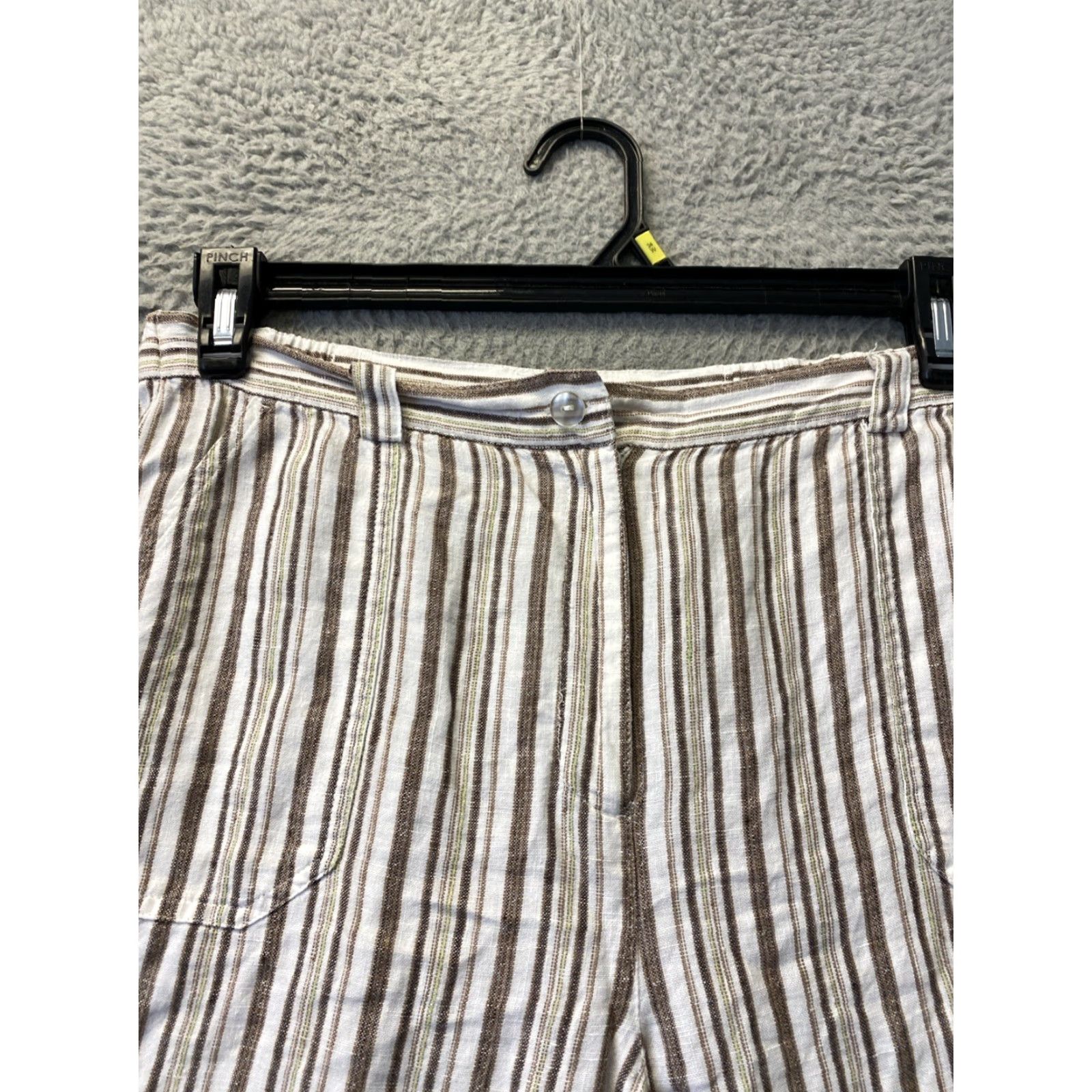 JM Collection JM Collection Linen Pants Women Cropped Wide Leg One Size Multicolor Button Trim Beach Bohemian Size 42" / US 20 - 2 Thumbnail