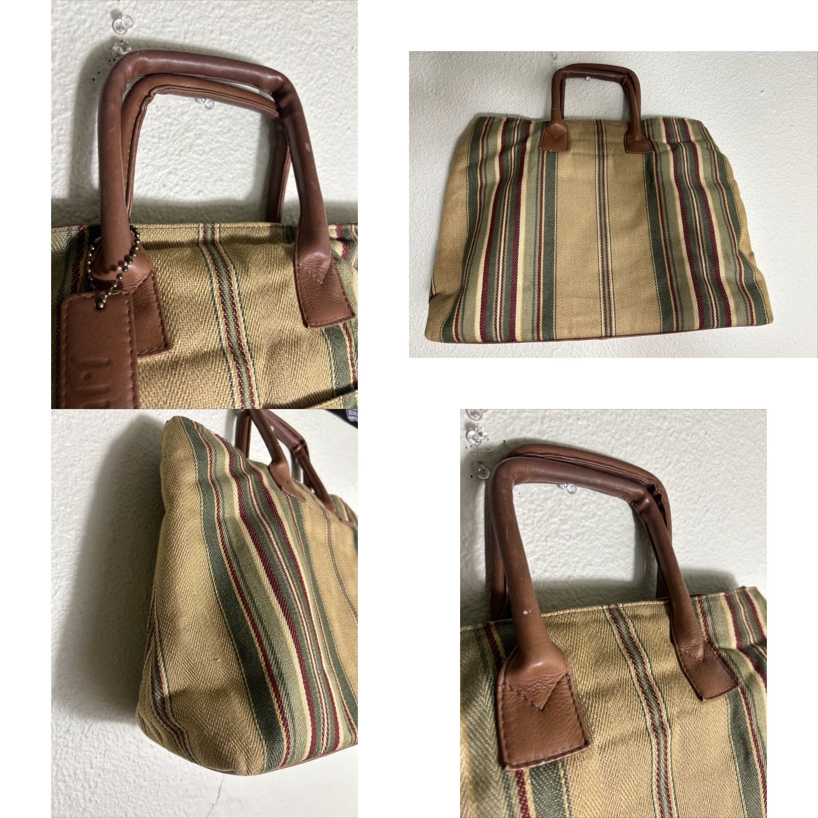 J. Jill J. Jill Tote Bag Multicolor Striped Canvas Leather 16x13x5 Womens Vacation Size ONE SIZE - 8 Thumbnail