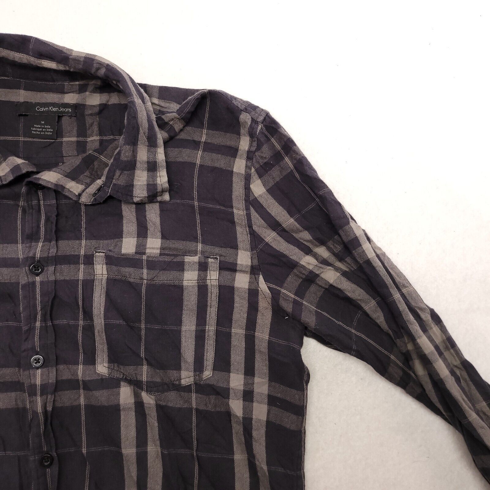 Calvin Klein Calvin Klein Jeans Tartan Flannel Shirt Mens Size M Gray Size US M / EU 48-50 / 2 - 5 Thumbnail