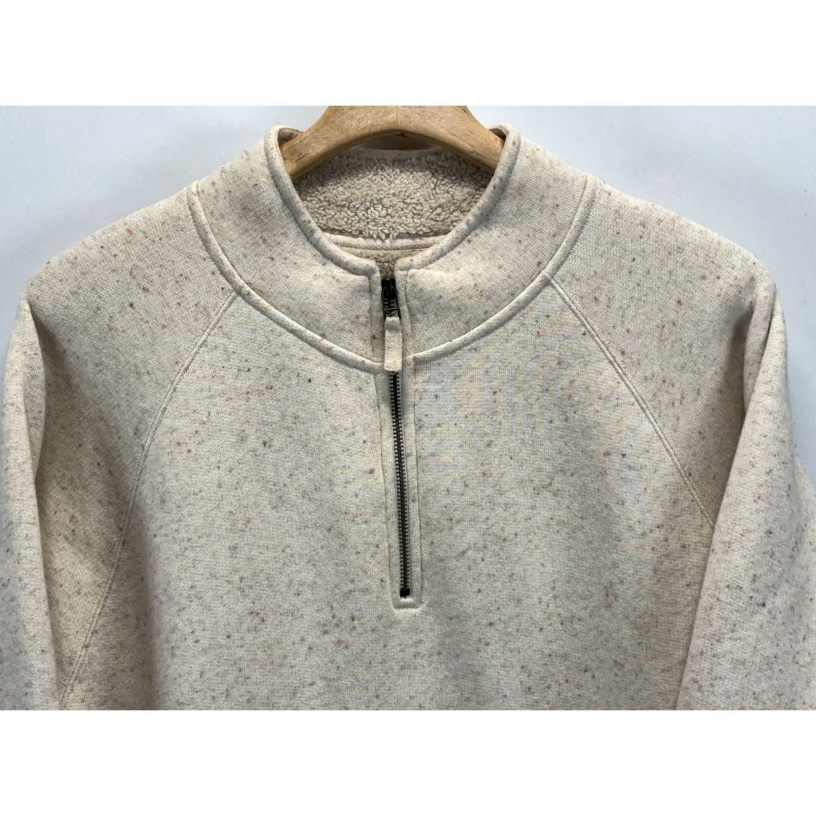 Flint And Tinder Flint and Tinder Quarter-Zip Sherpa-Lined Sweatshirt L Beige Speckled Mens Men Regular Zip Mock Neck Knit Cotton Blend Size US L / EU 52-54 / 3 - 2 Thumbnail