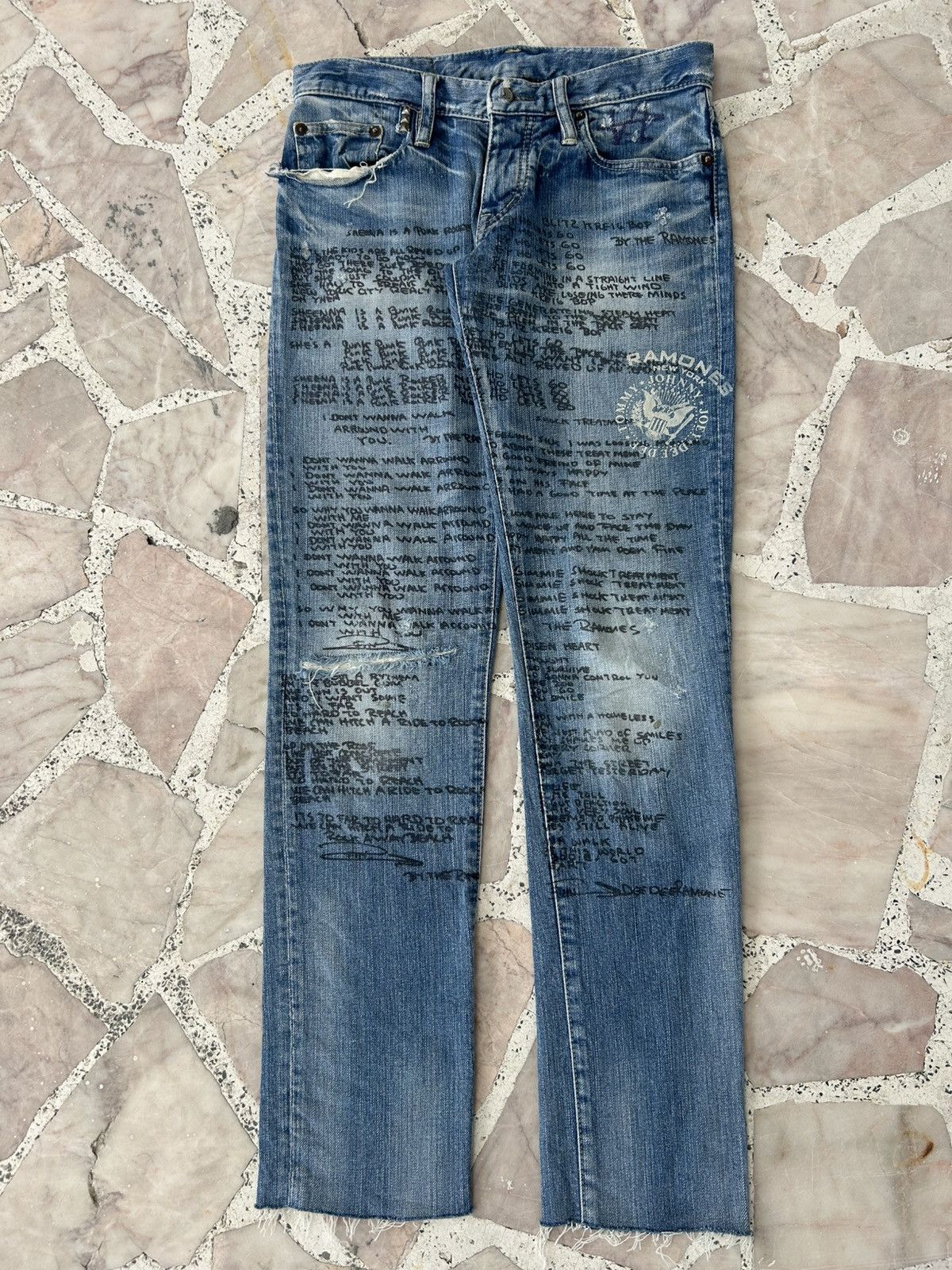 HYSTERIC GLAMOUR×RAMONES studs denim s Hysteric Glamour Hysteric Glamour X Ramones Studded Distress Denim