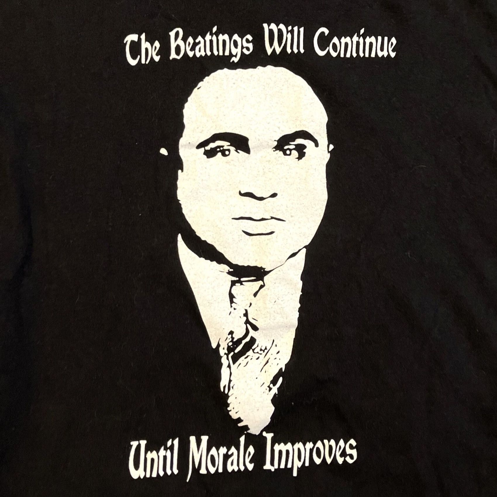 Vintage VINTAGE AL CAPONE The Beatings Will Continue Until Morale Improves T Shirt XXL Man Black 2XL Size US XXL / EU 58 / 5 - 2 Thumbnail