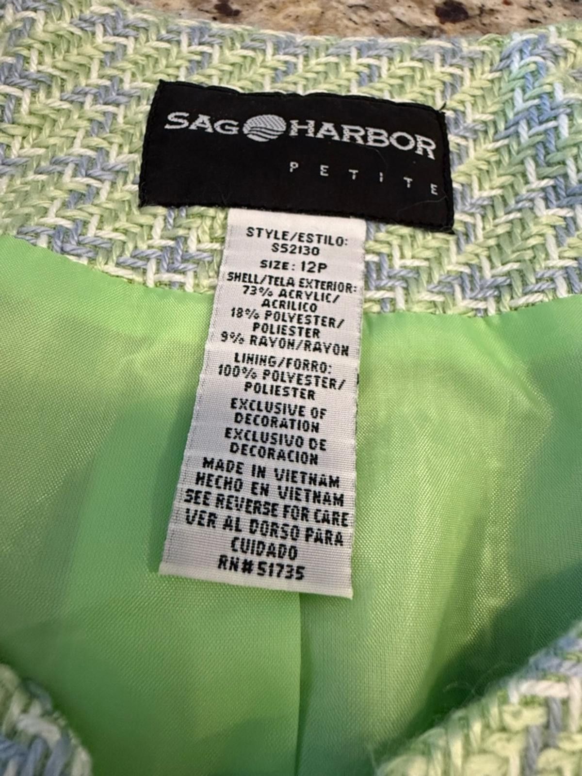 Other Sag Harbor spring green sky blue tweed blazer jacket SZ 12P Size XL / US 12-14 / IT 48-50 - 6 Thumbnail
