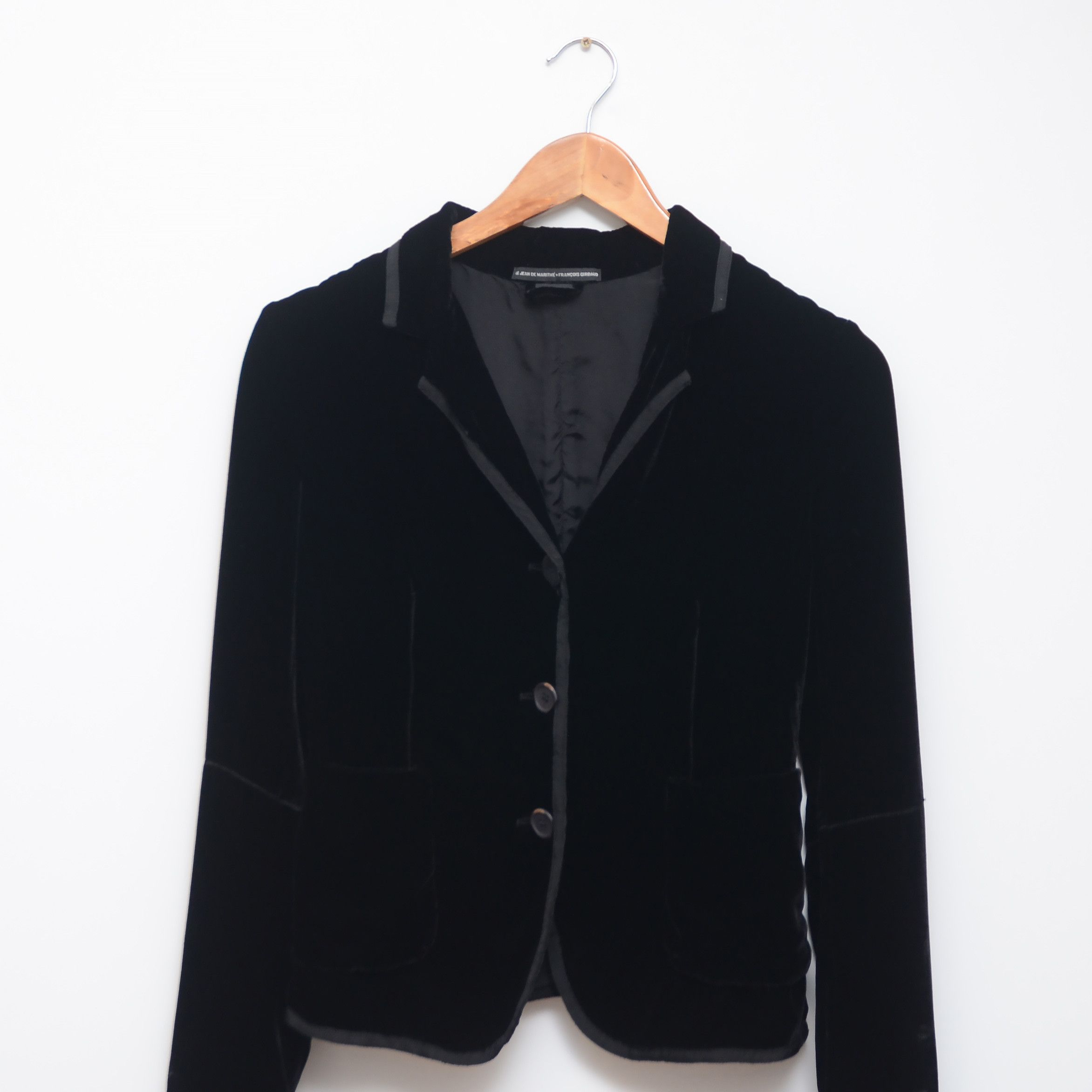Marithe + Francois Girbaud Rare Marithé François Girbaud Black Silk Velvet Blazer Size S / US 4 / IT 40 - 2 Thumbnail