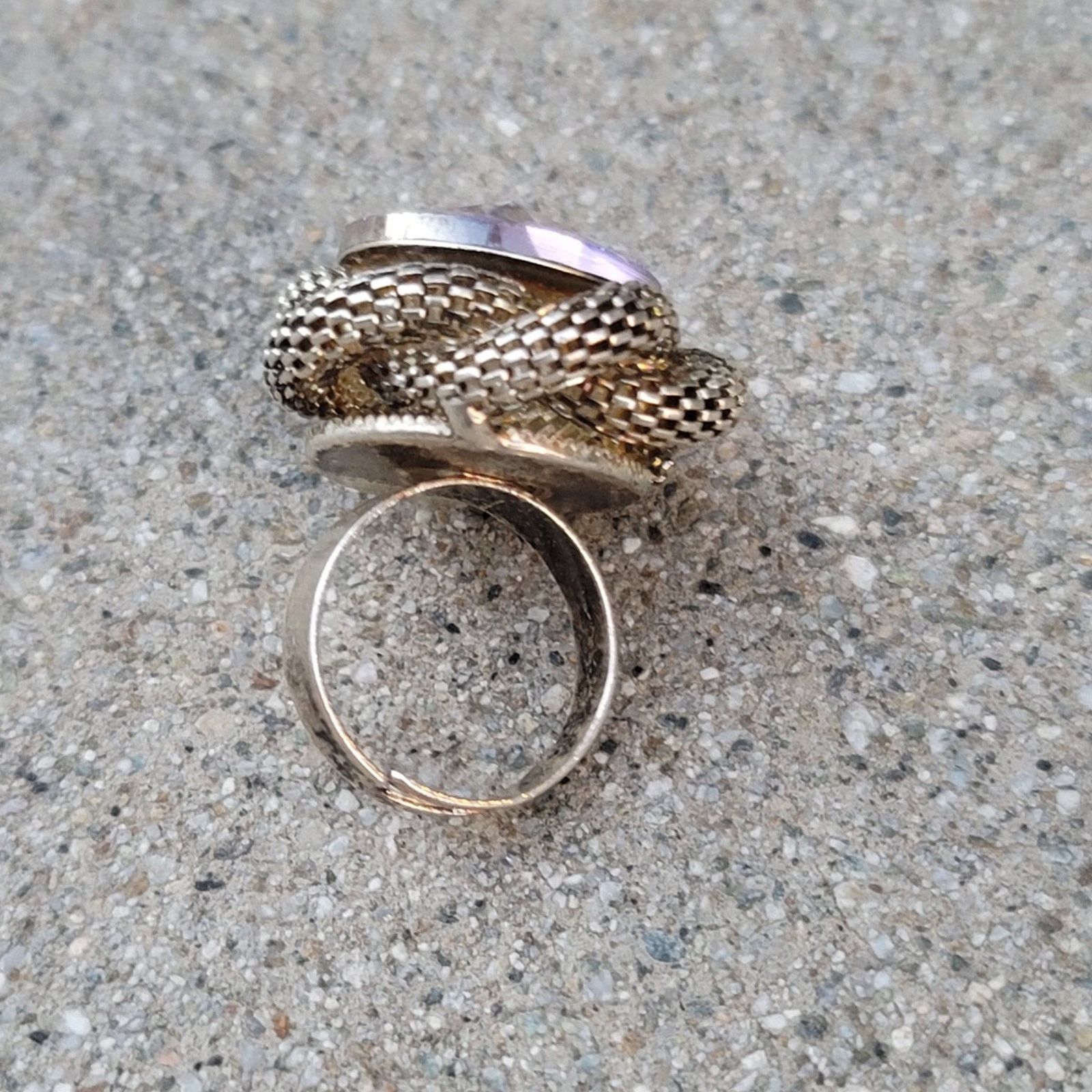 The Unbranded Brand Vtg Silver Tone Faux Amethyst Gemstone Ring Size ONE SIZE - 4 Thumbnail