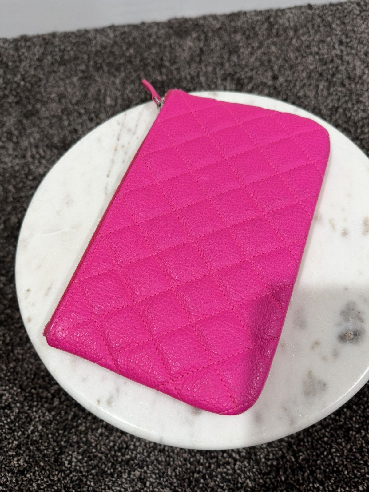 Chanel Chanel Pink Goatskin Quilted Cavier O-Case Pouch Wallet Bag Size ONE SIZE - 7 Thumbnail