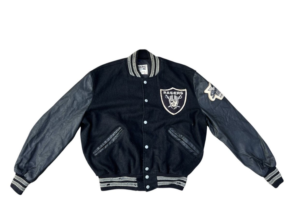 NBA 80s 90s DeLONG Raiders Football Distressed Varsity Jacket Size US L / EU 52-54 / 3 - 1 Thumbnail