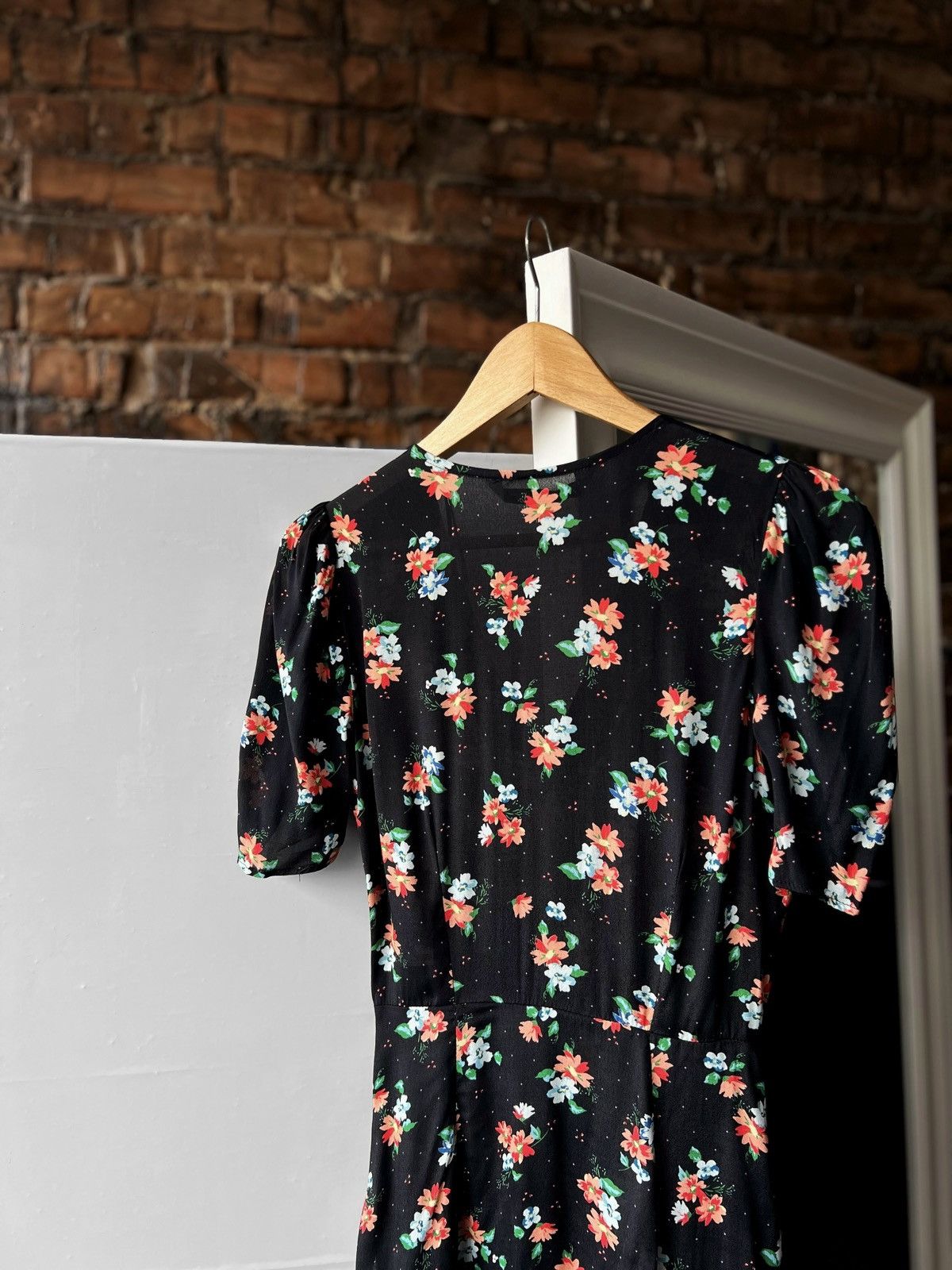 Designer × Zara Zara Women’s Viscose Black Floral Dress Streetwear Size XS / US 0-2 / IT 36-38 - 4 Thumbnail