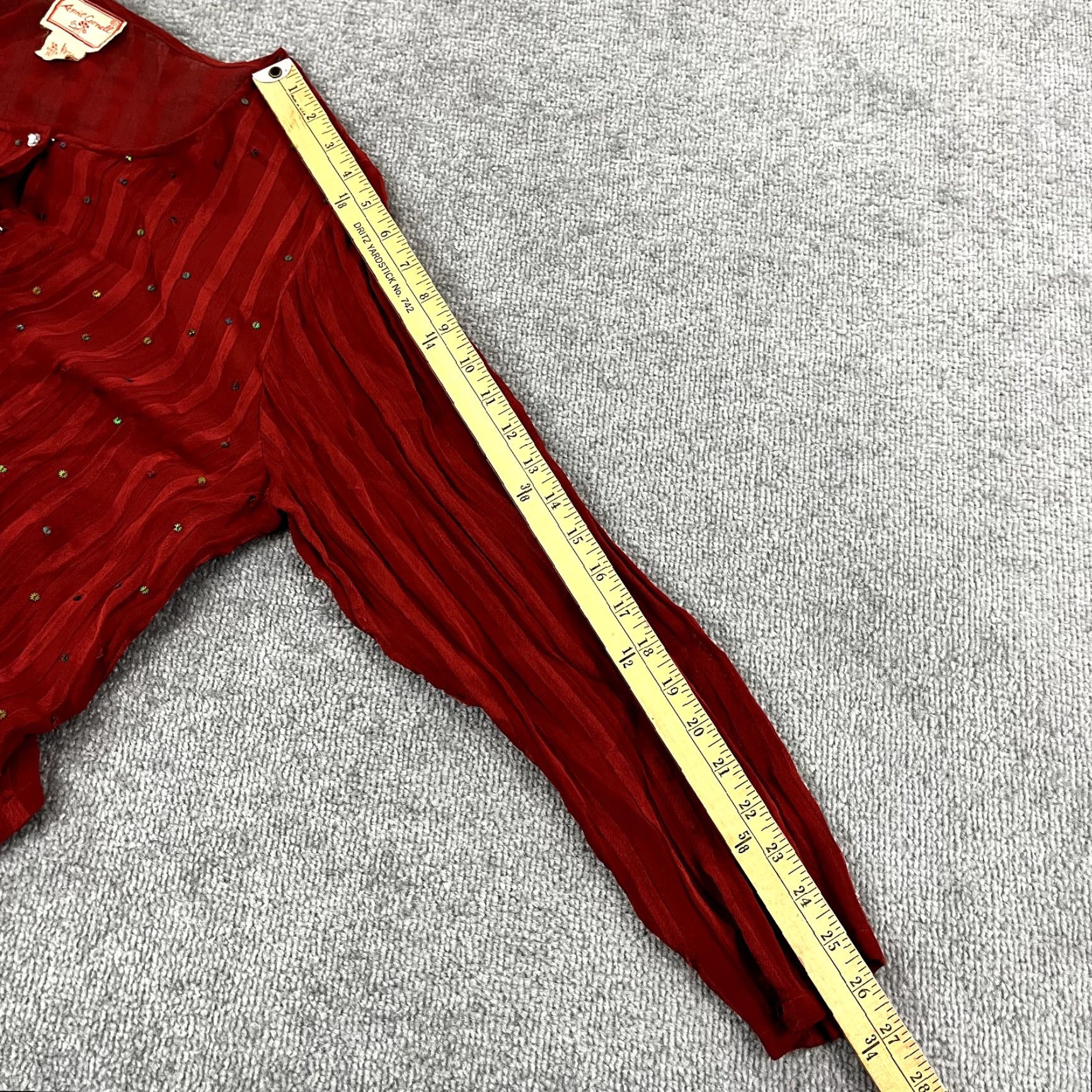 Vintage April Cornell Women's Button-Up Blouse Large Red Sequin Sheer Casual, Workwear, Travel Size L / US 10 / IT 46 - 7 Thumbnail