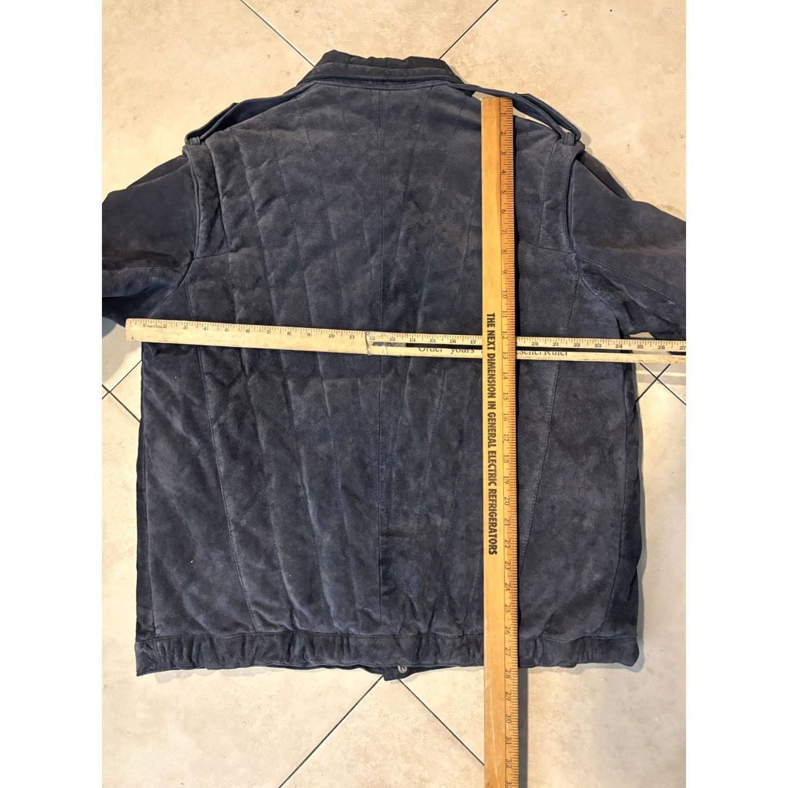 Vintage Wilsons Suede Leather Jacket Mens 46 Blue Quilted Bomber Epaulet Zip Lined Size US S / EU 44-46 / 1 - 8 Thumbnail