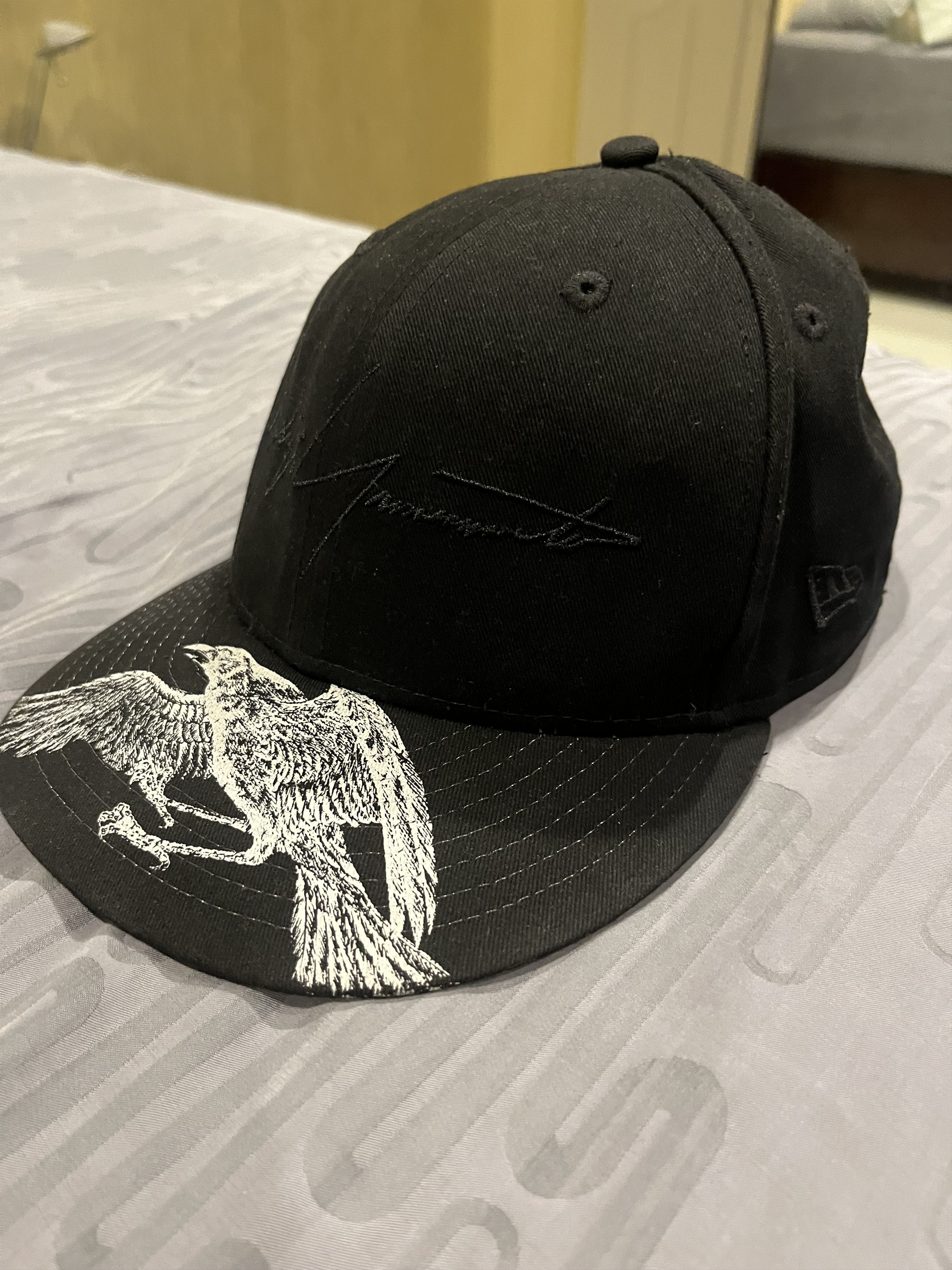 New Era × Yohji Yamamoto Yohji Yamamoto Crow Logo Printed cap hat | Grailed