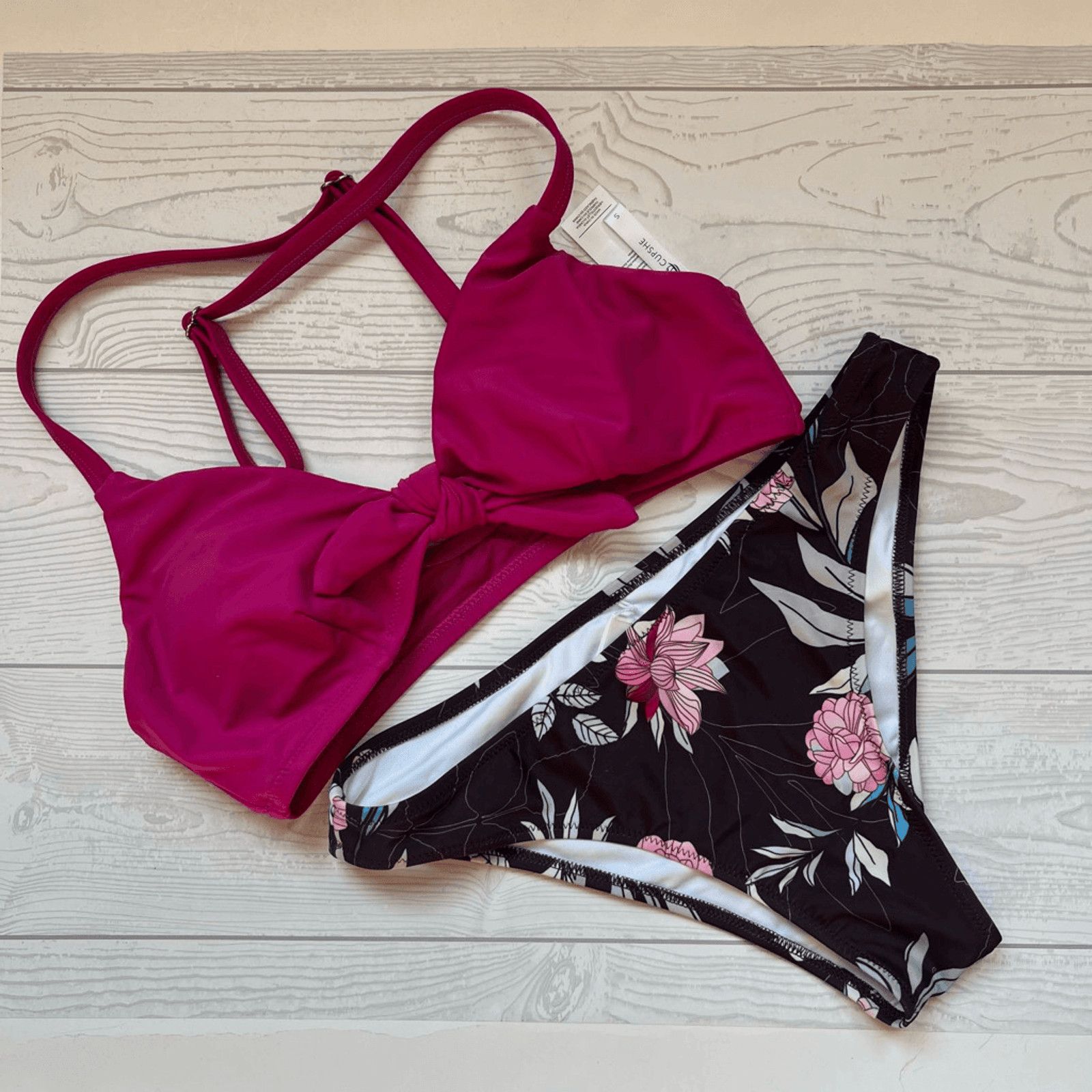 Other Cupshe purple/floral bikini size small NWT Size ONE SIZE - 3 Thumbnail