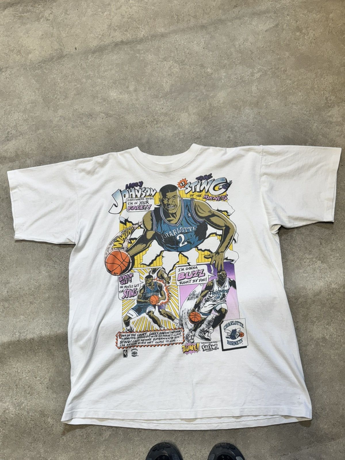 Salem Sportswear Vintage Larry Johnson X Charlotte Hornets Single Stitch Size US XL / EU 56 / 4 - 2 Thumbnail