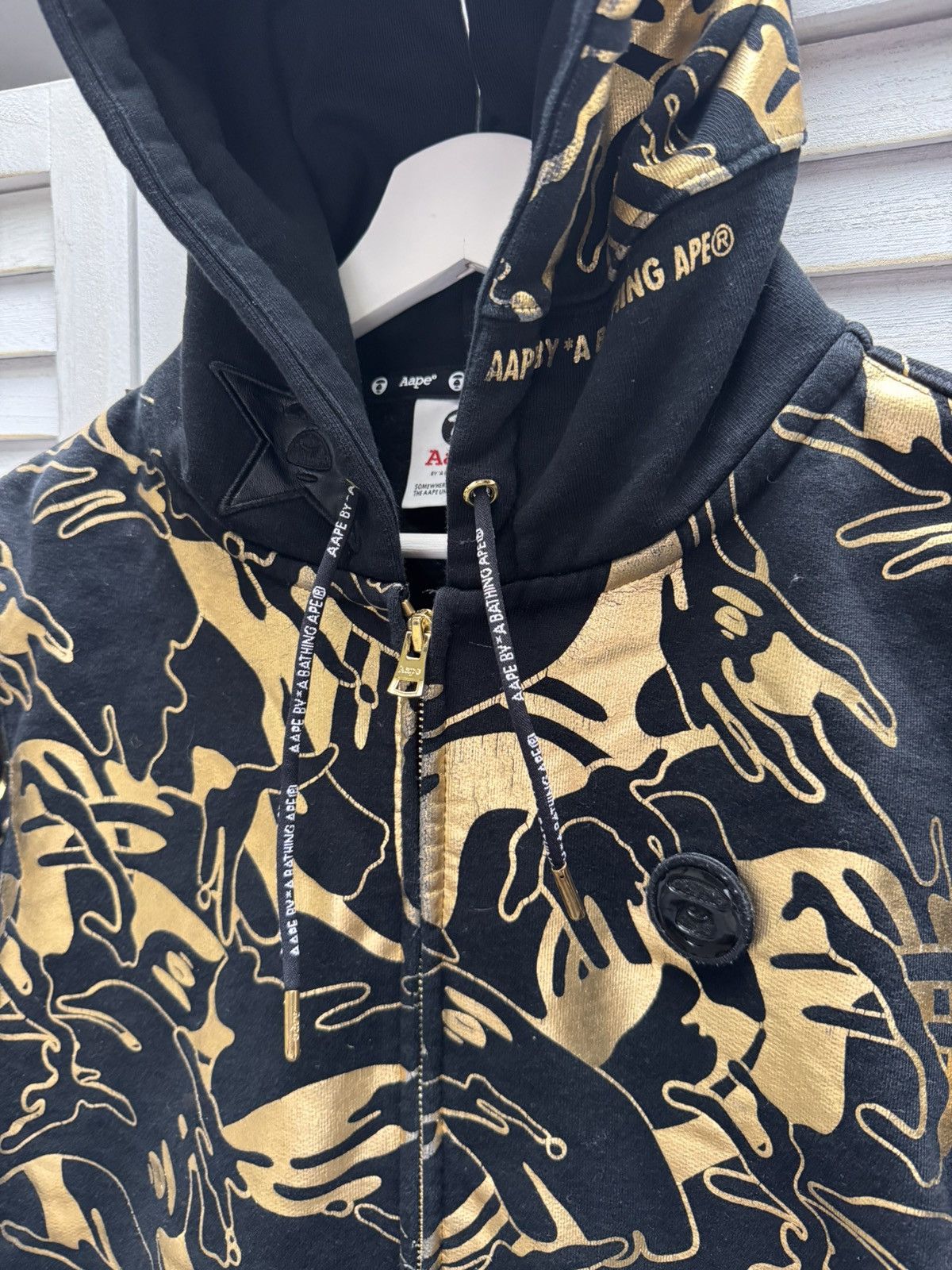 Men’s Casual AAPE Hoodie Black Gold