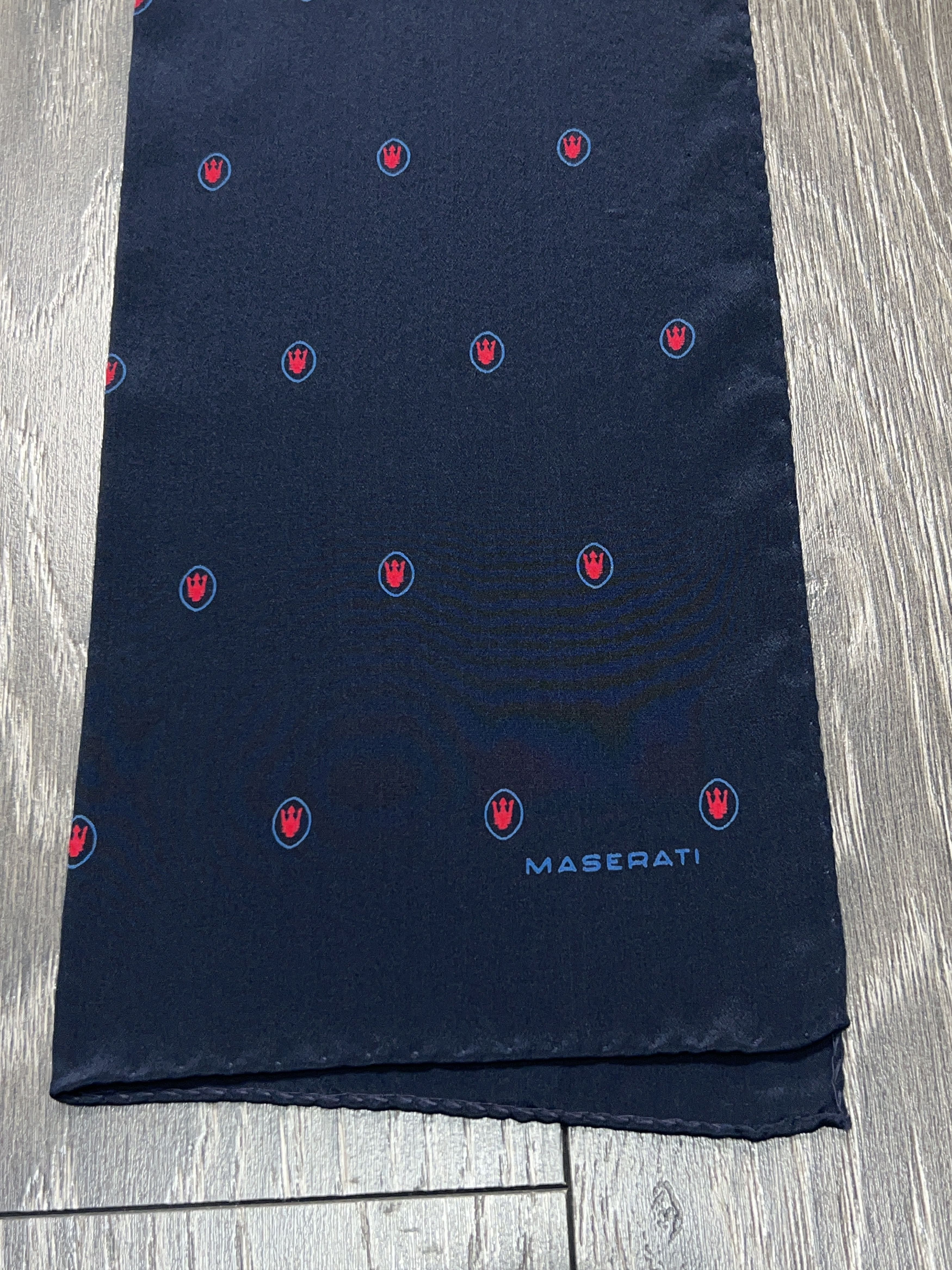 Vintage RARE Maserati Monogram Silk Scarf Authentic Dark Blue Size ONE SIZE - 2 Thumbnail