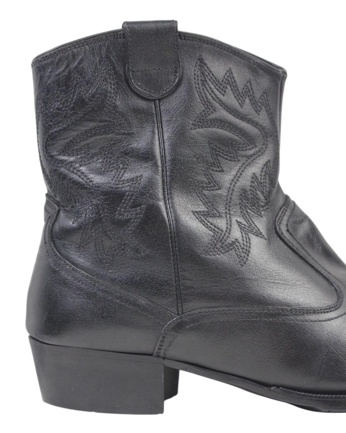 Japanese Brand 2000S ESQUIRE BLACK LEATHER WESTERN ANKLE BOOTS Size US 8 / EU 41 - 5 Thumbnail