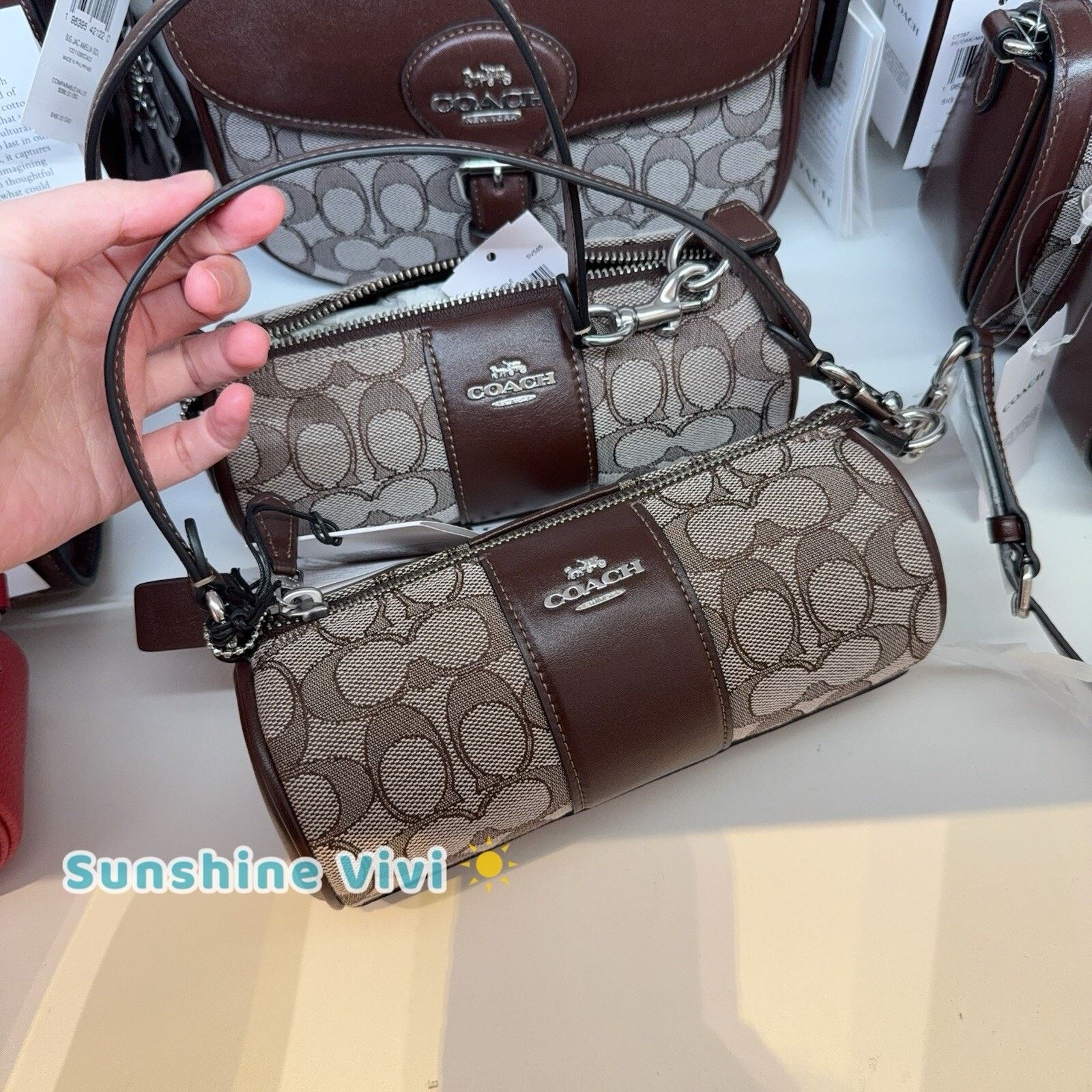 Coach NWT COACH Nolita Barrel Bag Jacquard Silver/Oak/Maple CU989 Size ONE SIZE - 1 Thumbnail