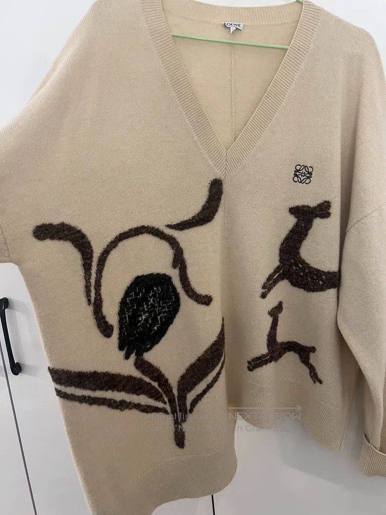 Loewe Loewe Asymmetrical deer pattern jacquard long-sleeve knitt Size L / US 10 / IT 46 - 2 Thumbnail