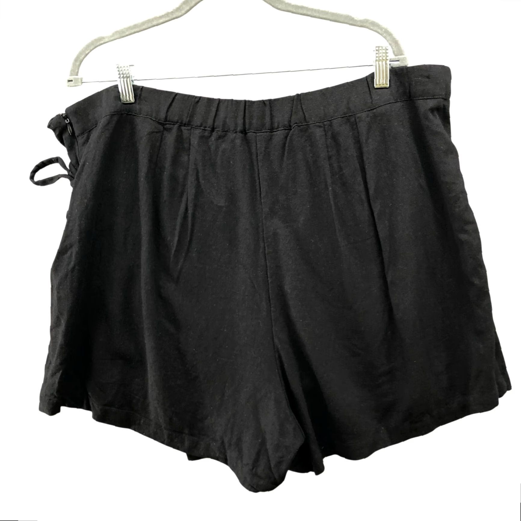 Vintage Eloquii Skirt Womens 20 Black Wrap Skort Side Zip Asymmetric Linen Blend Size 42" / US 20 - 2 Thumbnail