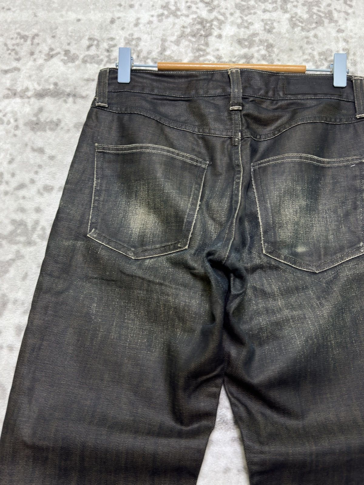 Japanese Brand Vintage Back Number Waxed Coated Clawmark Denim Jeans Size US 30 / EU 46 - 10 Thumbnail