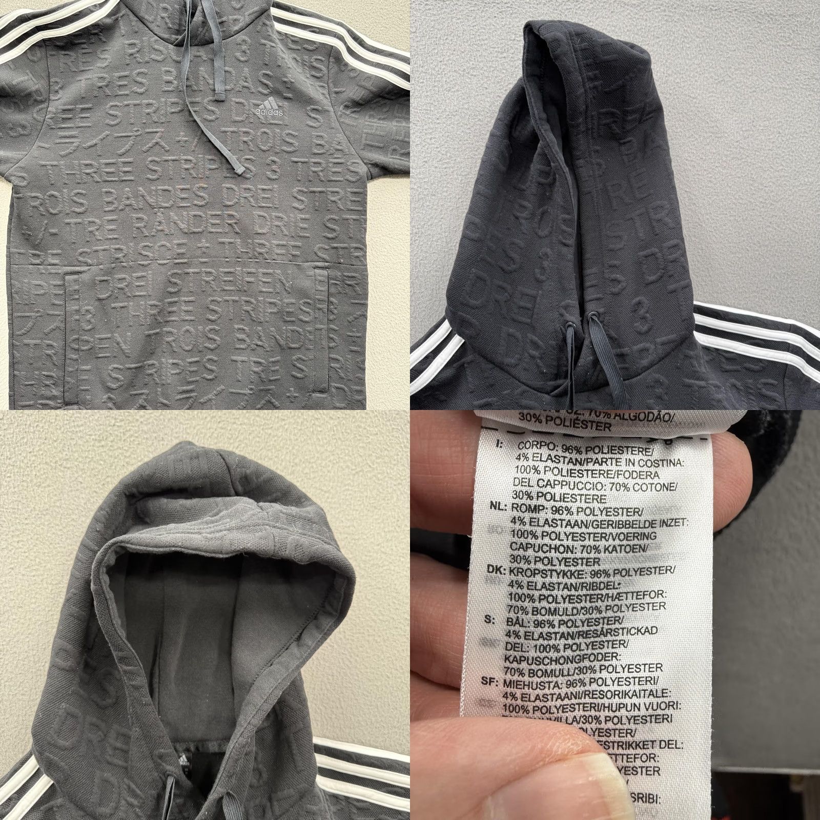 Adidas Adidas Mens Black Hoodie M Regular Pullover Embroidered Logo Sport Polyester Knit Fleece Size US M / EU 48-50 / 2 - 8 Thumbnail