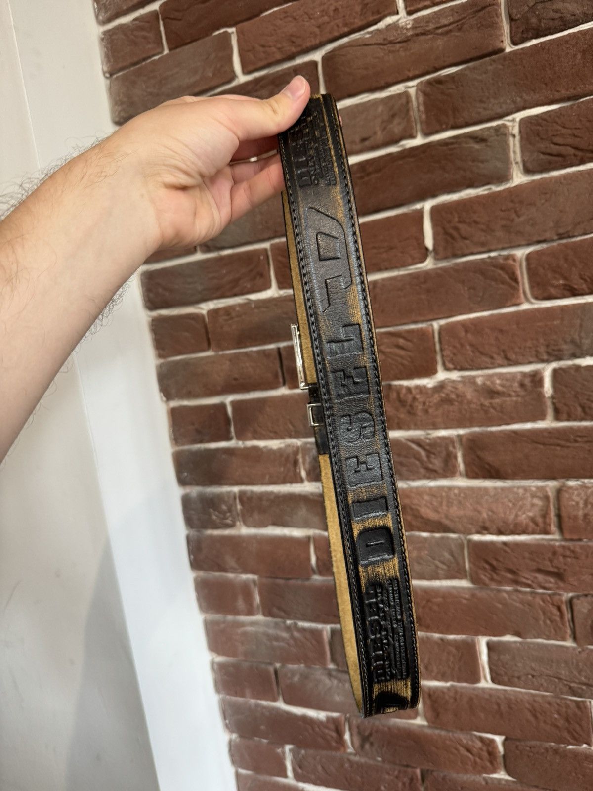 Diesel Diesel Logo Belt Black Leather Vintage Y2k Hype Buckle Rare Size 36 - 8 Thumbnail