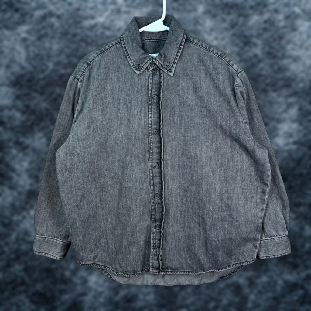 Zara Zara Button-Up Shirt Womens Small Gray Denim 100% Cotton Cotton Shirt Casual Mis-Listed XS? (Note: Original content provided) Size S / US 4 / IT 40 - 1 Thumbnail