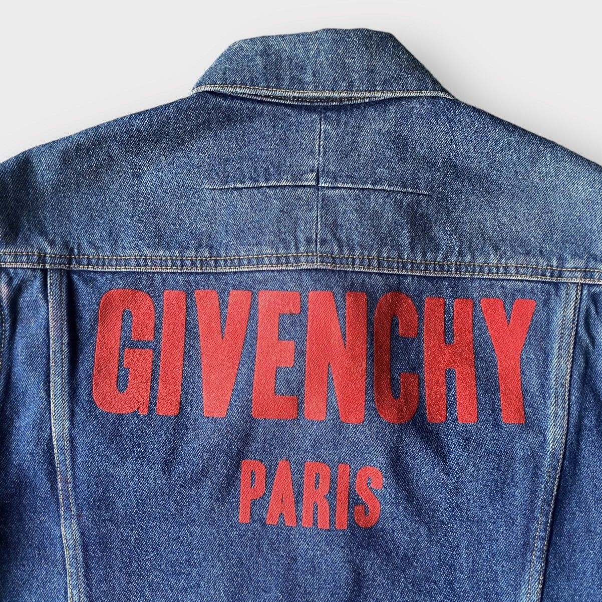 image of Fall2017 Givenchy Logo Denim Jacket in Blue, Men's (Size Small)