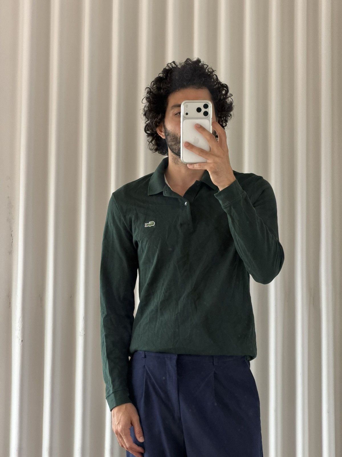 Lacoste Lacoste Dark Green Long Sleeve Polo (Slim Fit) Size US M / EU 48-50 / 2 - 1 Thumbnail