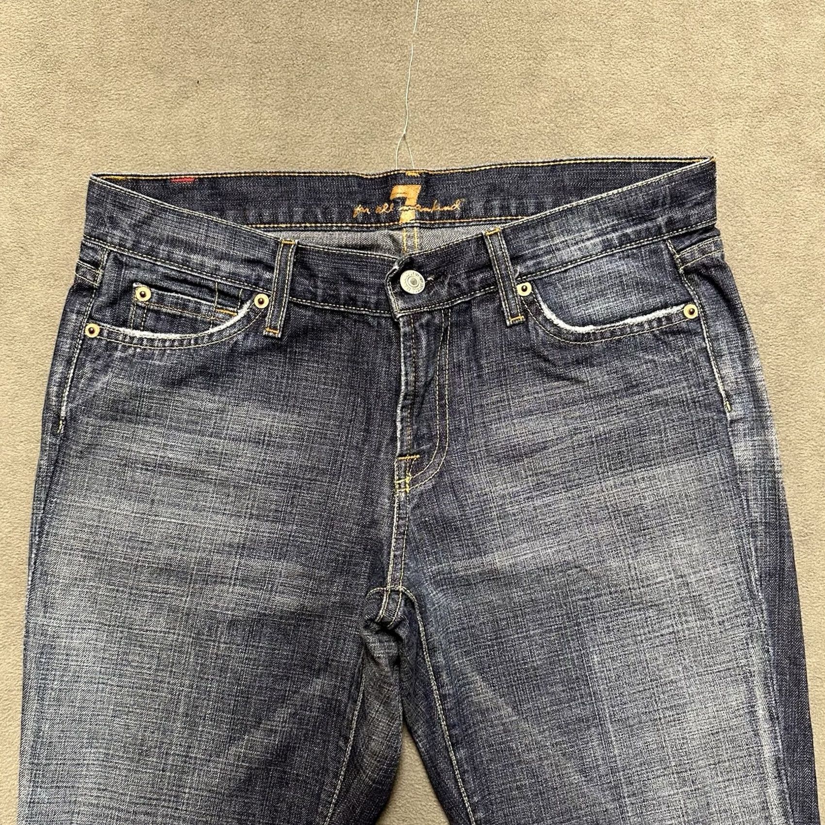 7 For All Mankind 7 For All Mankind Jeans Womens 30 Blue Denim Flared 31in Inseam 31in Waist Distressed Pockets Regular Rise 8.5" - Womens Jeans Size 24" / US 00 / IT 34 - 3 Thumbnail