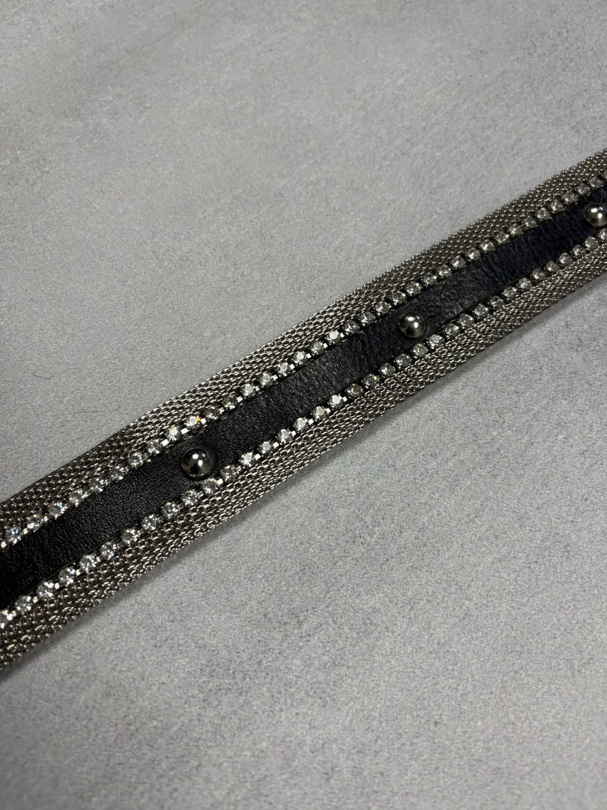 Other Berge Leather Studded Belt Rhinestone Chain Solid Brass Y2K Size ONE SIZE - 8 Thumbnail