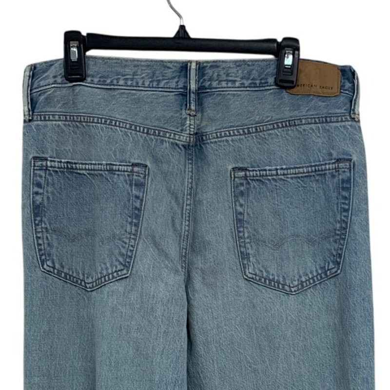 American Eagle Outfitters New AEO Mens Size 34 X 30 Loose Whiskered Denim Blue Jeans Size US 34 / EU 50 - 4 Thumbnail
