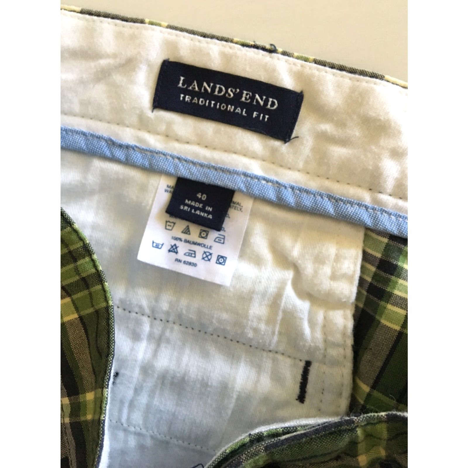 Lands' End Lands' End Men Plaid Chino Khaki Shorts Size 40 Green Blue White Chinos Mens Regular Cotton Size US 40 / EU 56 - 4 Thumbnail