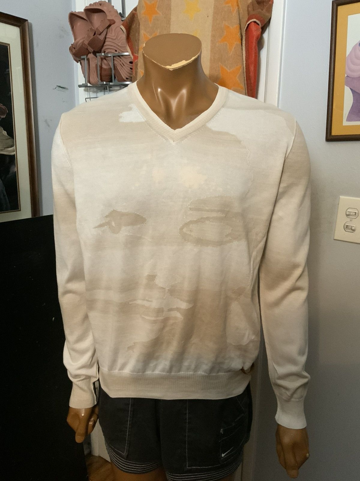 Diesel Diesel Abstract Face Cotton Knit V Neck Pullover Sweater Size US S / EU 44-46 / 1 - 9 Thumbnail