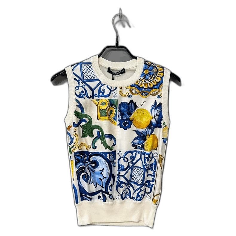 Dolce & Gabbana Printed Silk Sleeveless Top by Dolce & Gabbana Size S / US 4 / IT 40 - 1 Thumbnail