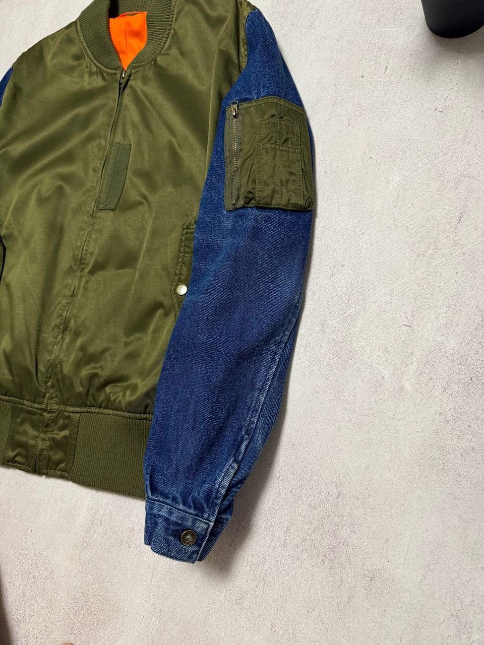 Japanese Brand × Vintage Vintage Bomber Jacket Denim Sleeve Avant-Garde Y2K 90s Size US S / EU 44-46 / 1 - 4 Thumbnail