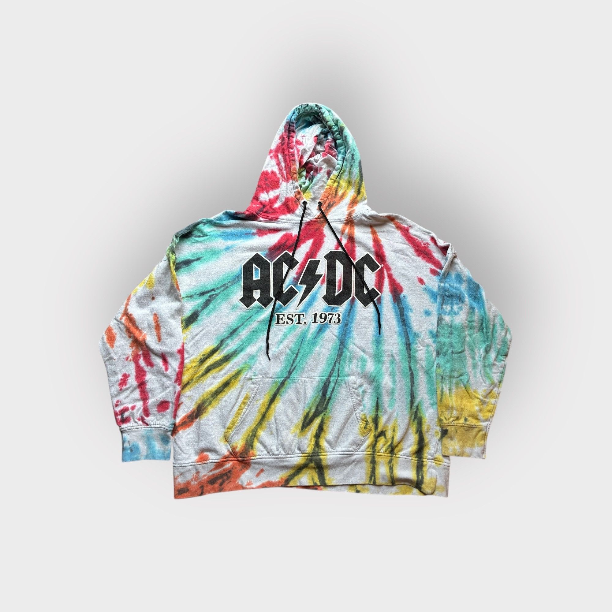 Vintage Vintage AC DC Tie Dye Hoodie Size US XL / EU 56 / 4 - 1 Thumbnail