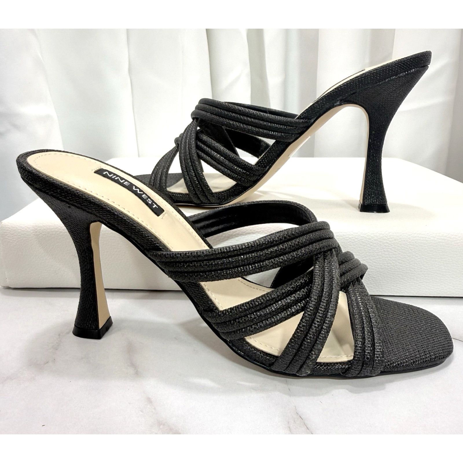Nine West Nine West Black Crisscross Strap Slide Sandal Size 8M Size US 8 / IT 38 - 2 Thumbnail