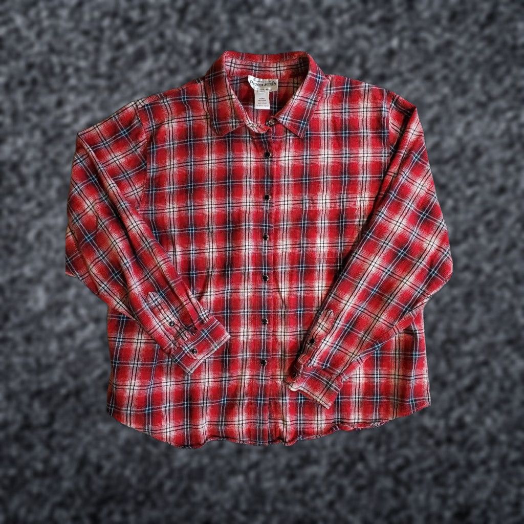 Pendleton VINTAGE Pendleton Shirt Plaid Button-Up Pearl Snap Women's XL Red Size XL / US 12-14 / IT 48-50 - 1 Thumbnail