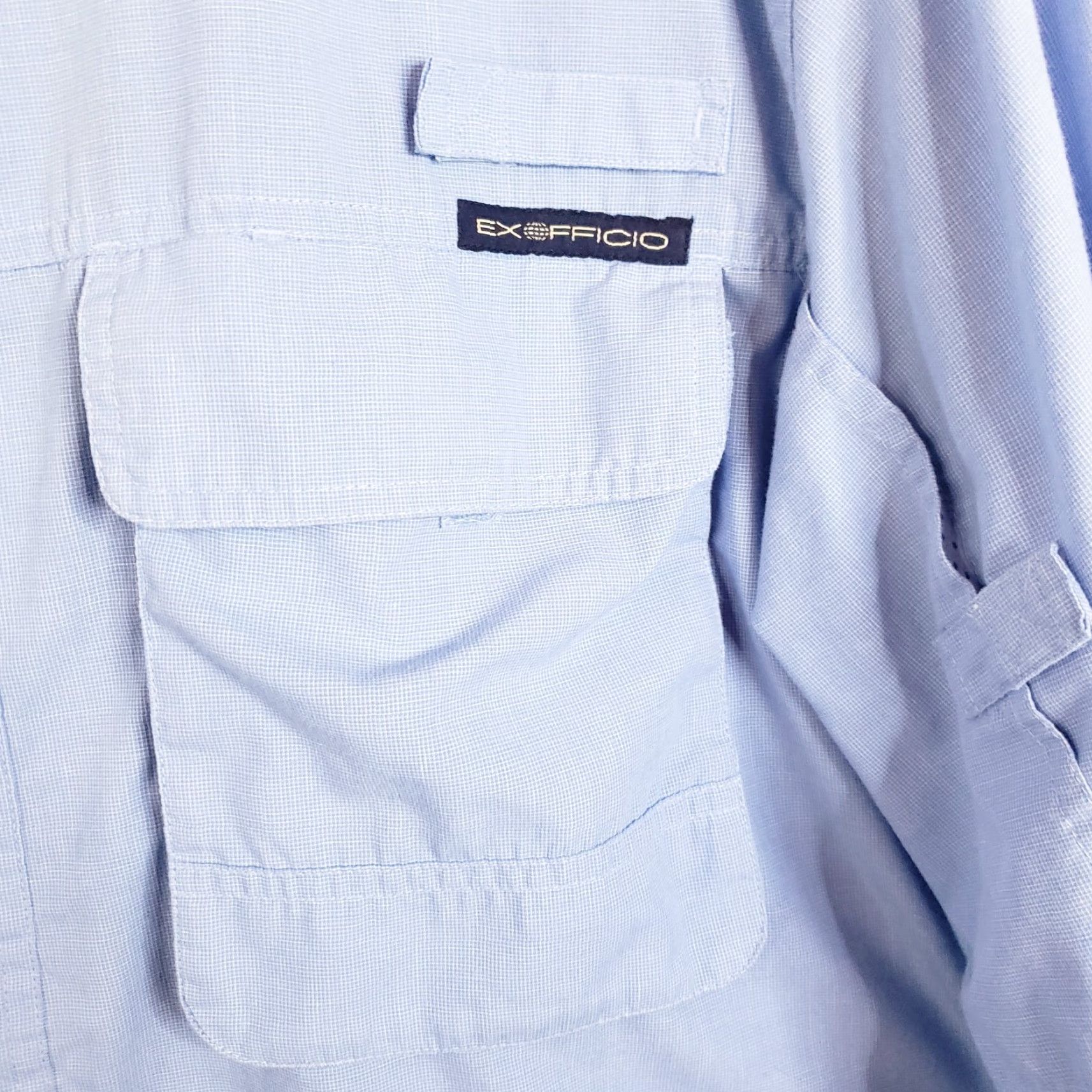 ExOfficio ExOfficio Shirt Men L Blue Insect Shield Buzz Off Long Sleeve Pockets Shirt Size US L / EU 52-54 / 3 - 6 Thumbnail