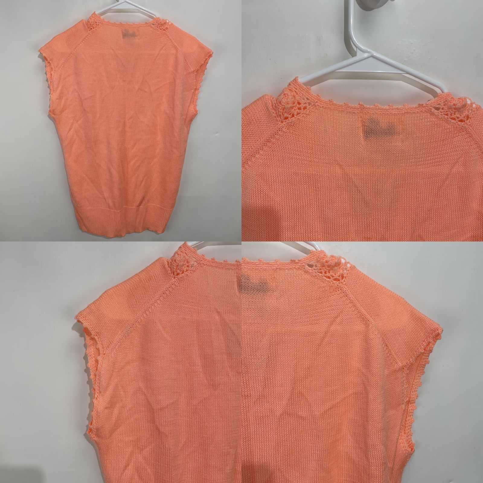 Vintage VINTAGE Lane Bryant Monrose Knitwear Sleeveless Vest Top Medium Peach Crochet V-Neck Tank Womens Size M / US 6-8 / IT 42-44 - 9 Thumbnail