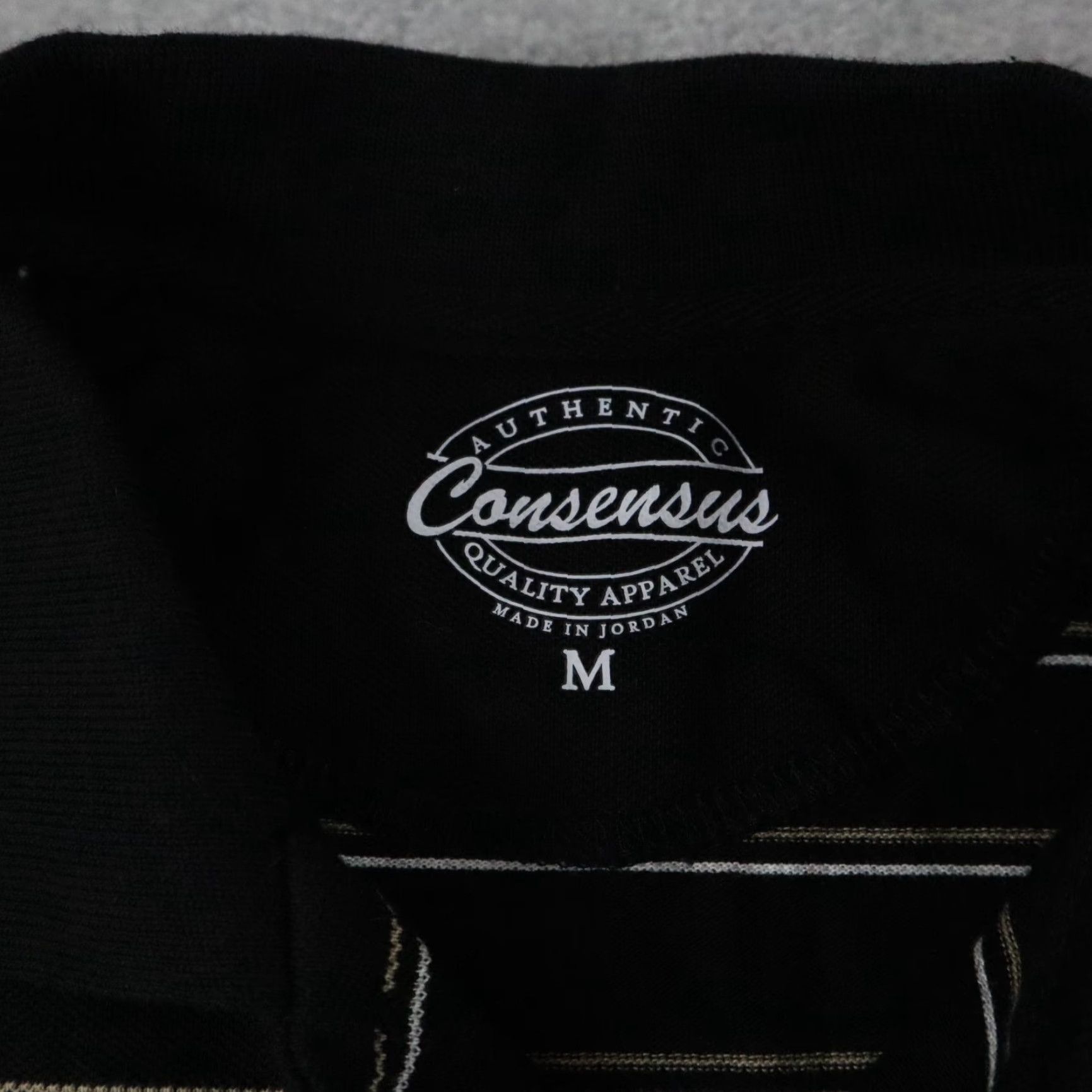 Vintage Consensus Polo Shirt Mens Medium Golf Casual Knit Black Striped Short Sleeve Size US M / EU 48-50 / 2 - 5 Thumbnail