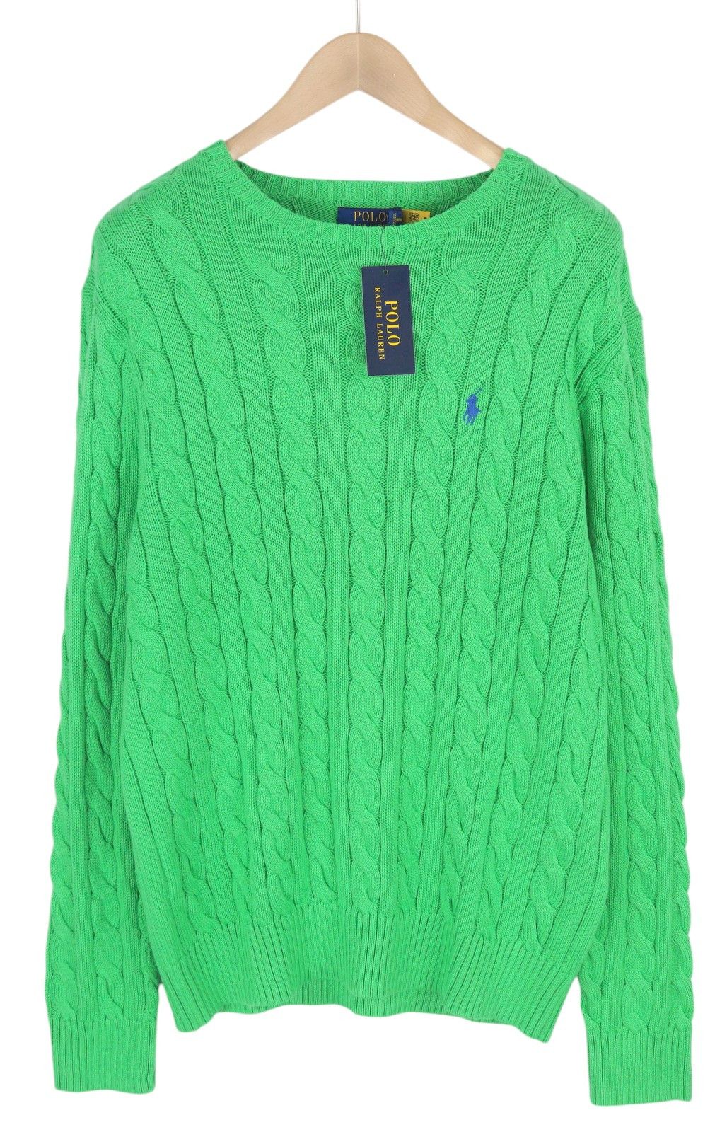 L Green Pullover Cable Knit Round Neck Jumper 84630